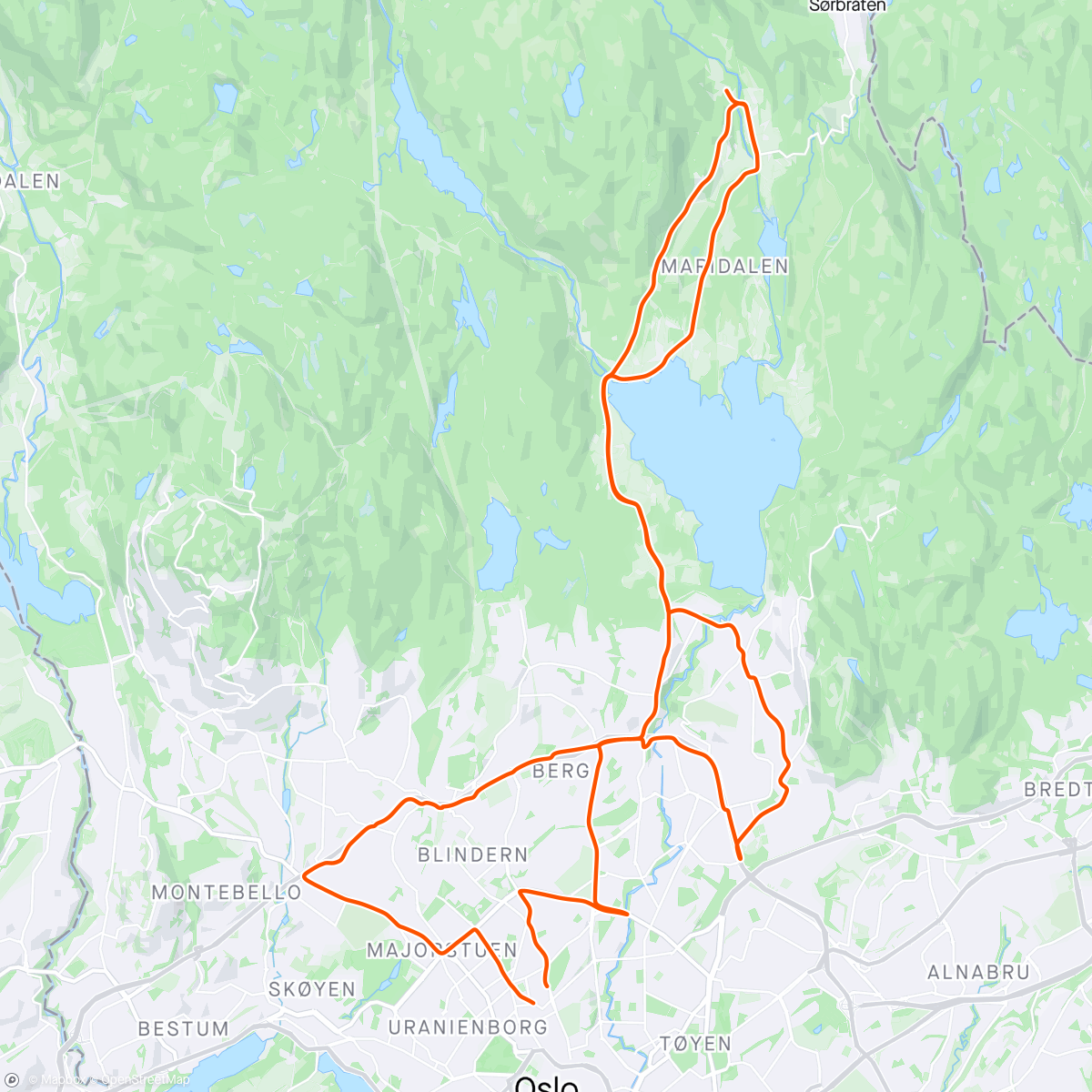 Map of the activity, Maridalen Skar