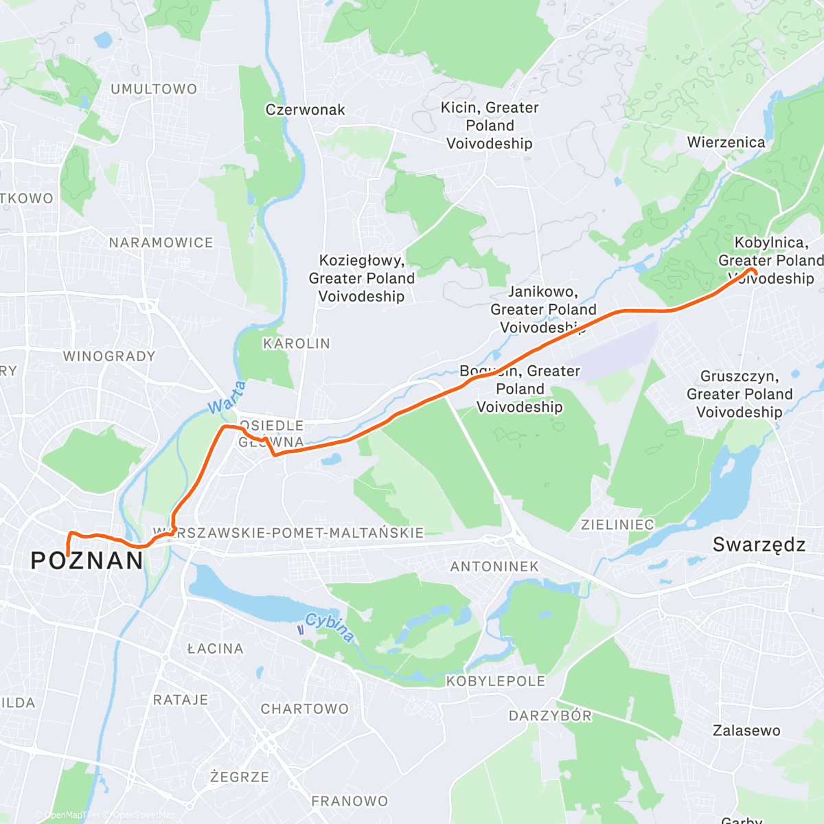 Map of the activity, Evening Ride