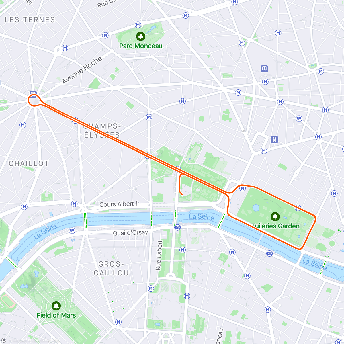 アクティビティ「Zwift - Group Ride: Dubai Roadsters Club ride (C) on Champs-Élysées in Paris」の地図