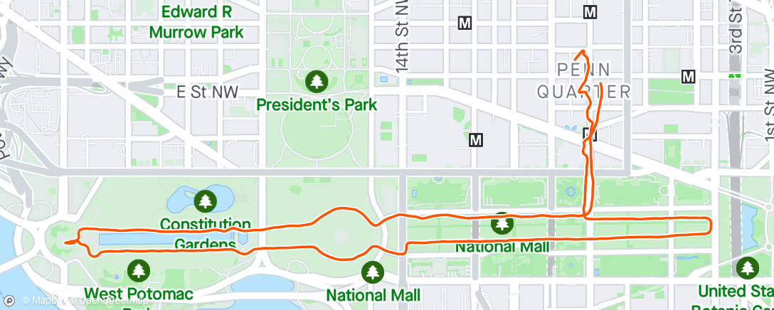 「National Mall Memorial Day weekend run & cooldown」活動的地圖