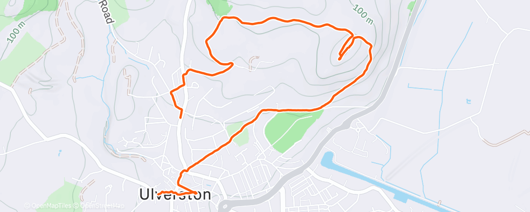 Map of the activity, Christmas Eve walk up over Ulverston