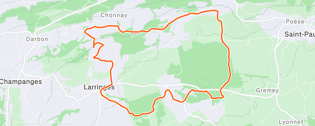 Map of the activity, Trail le matin