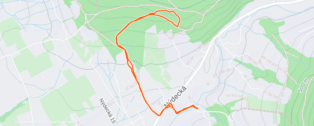 Map of the activity, Afternoon Run