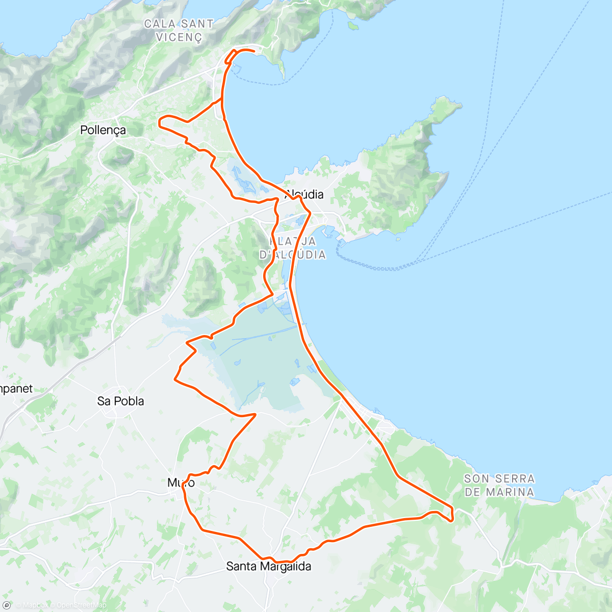 Map of the activity, Mallorca 24 day 2 : Wettish ride to Muro and back