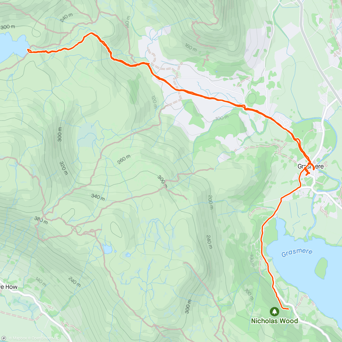 Map of the activity, Easedale Tarn
