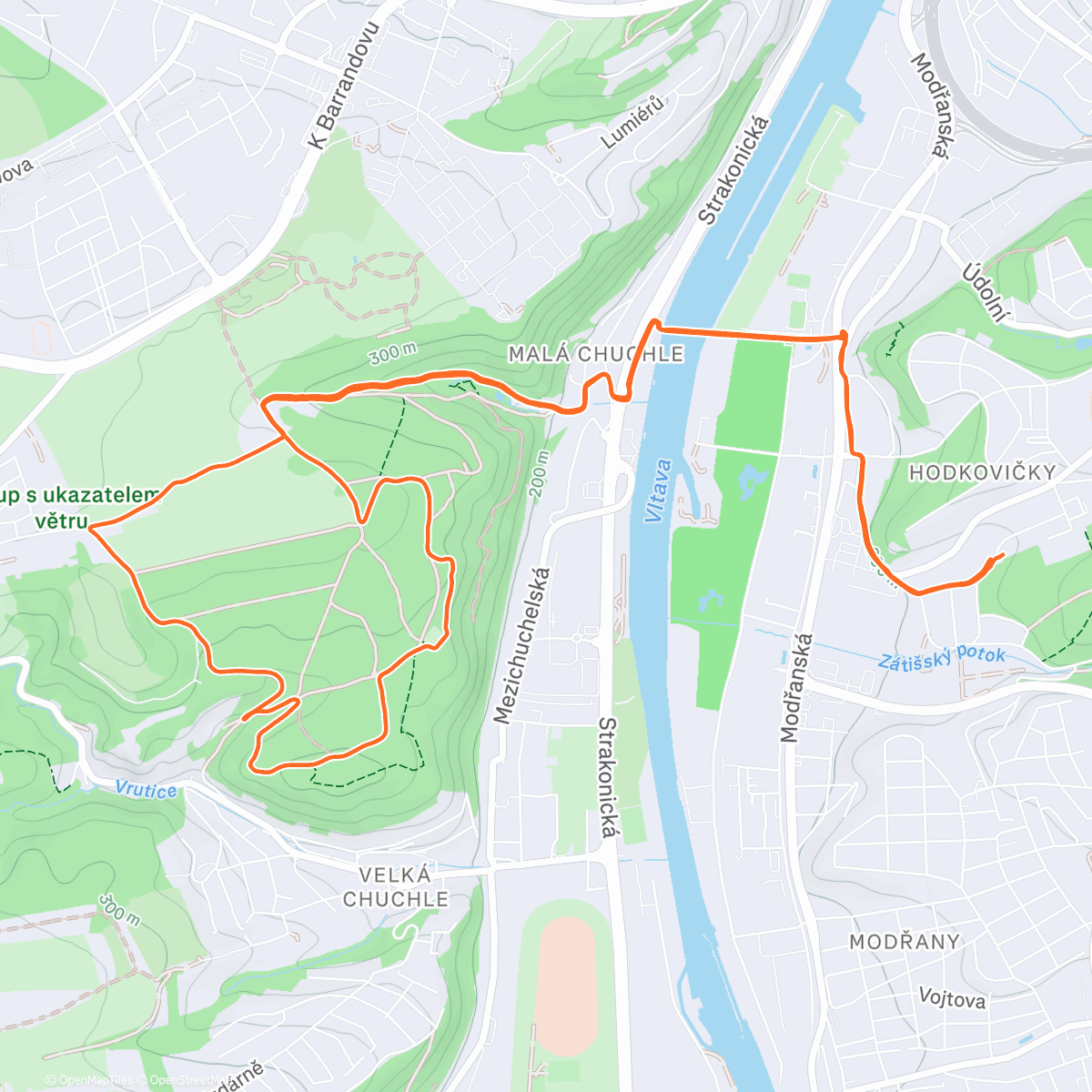 Map of the activity, Afternoon Run