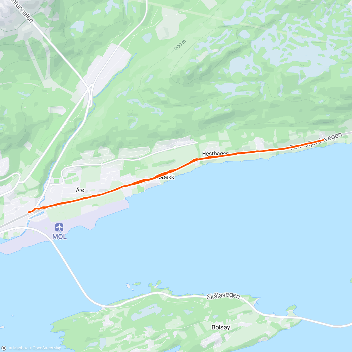 Map of the activity, Molde Halvmaraton trasé merking- 11. mai og 14 september 2024