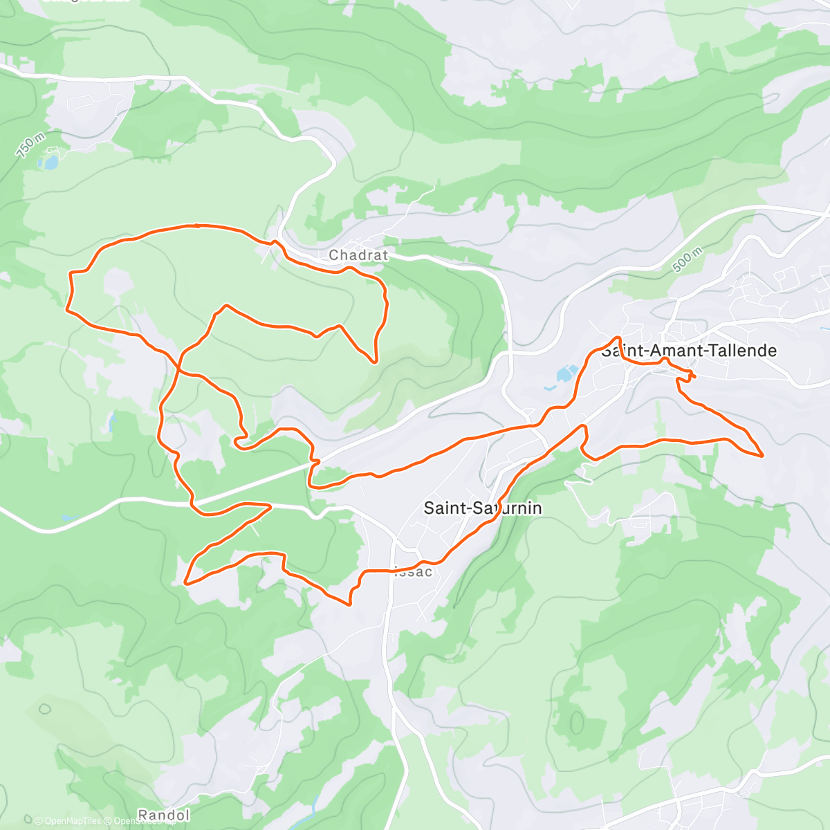 Map of the activity, Sortie à vélo électrique en soirée