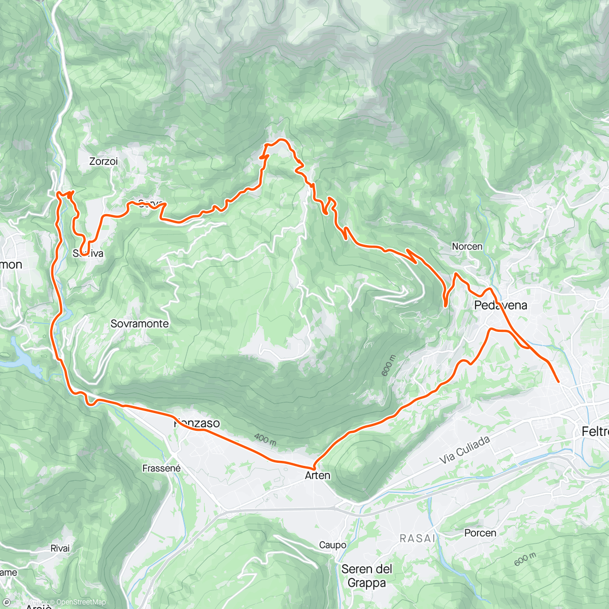 Map of the activity, Passo Croci D’Aune