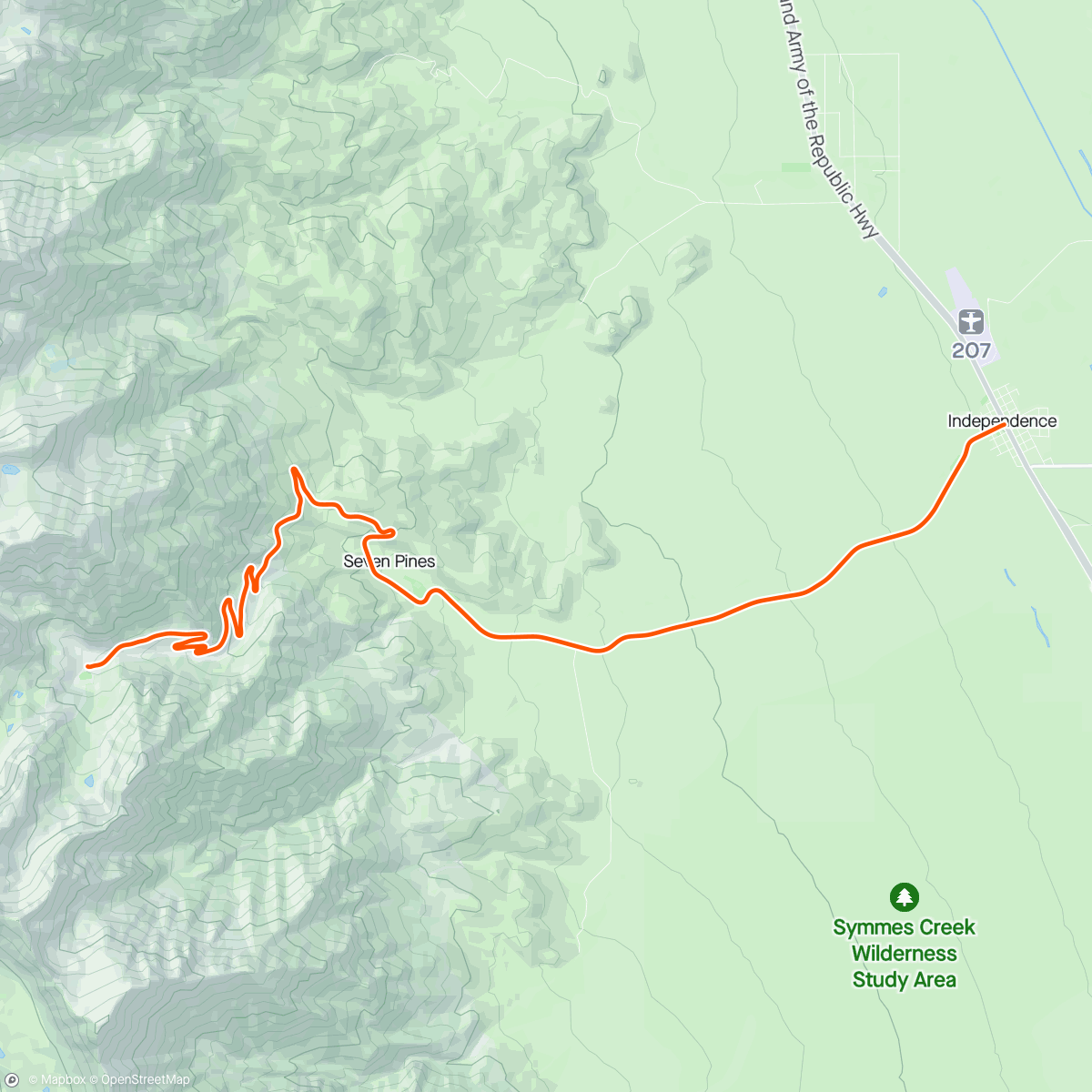 Map of the activity, FulGaz - Onion Valley Road Descent