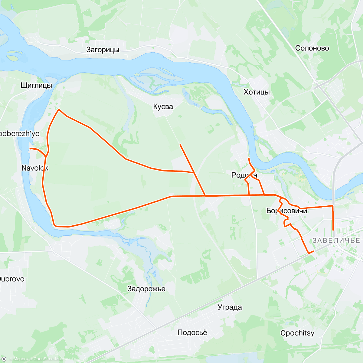 アクティビティ「Вечерний велозаезд」の地図