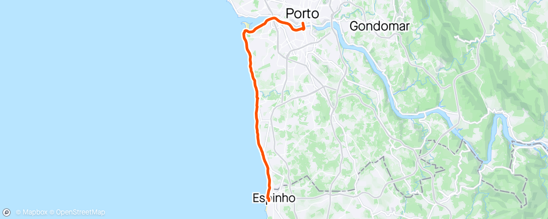 Map of the activity, Caminhada Costeira Porto a Espinho. (Tb ciclável)
