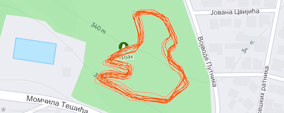 Map of the activity, Afternoon Run