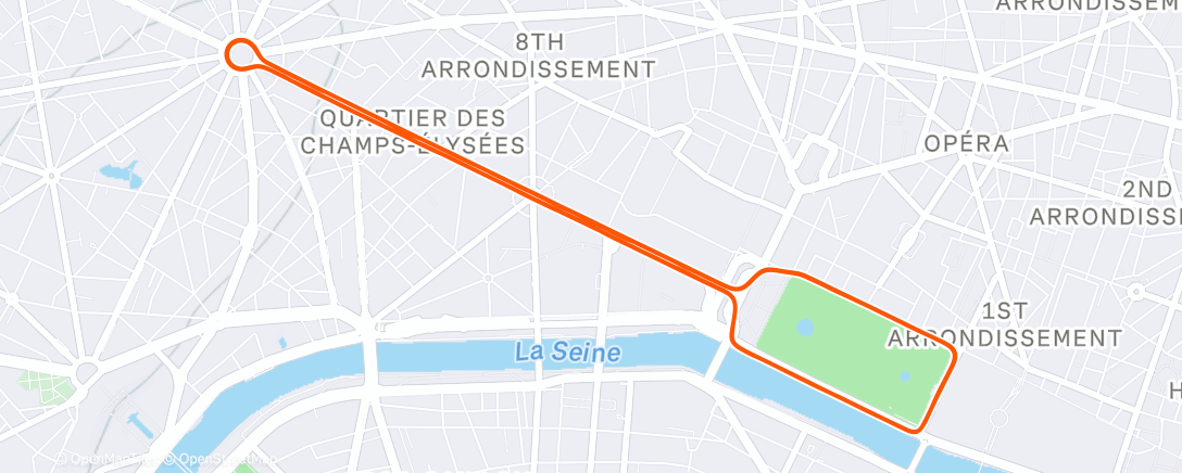 Mapa de la actividad (Zwift - Group Ride: Wahooligan Official Shred Session (E) on Champs-Élysées in Paris)