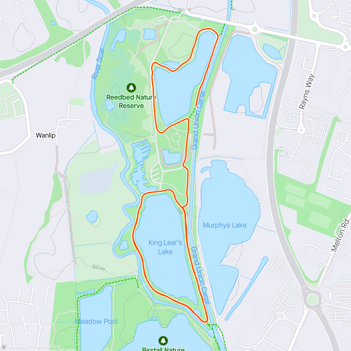 Map of the activity, Watermead Country Park Parkrun