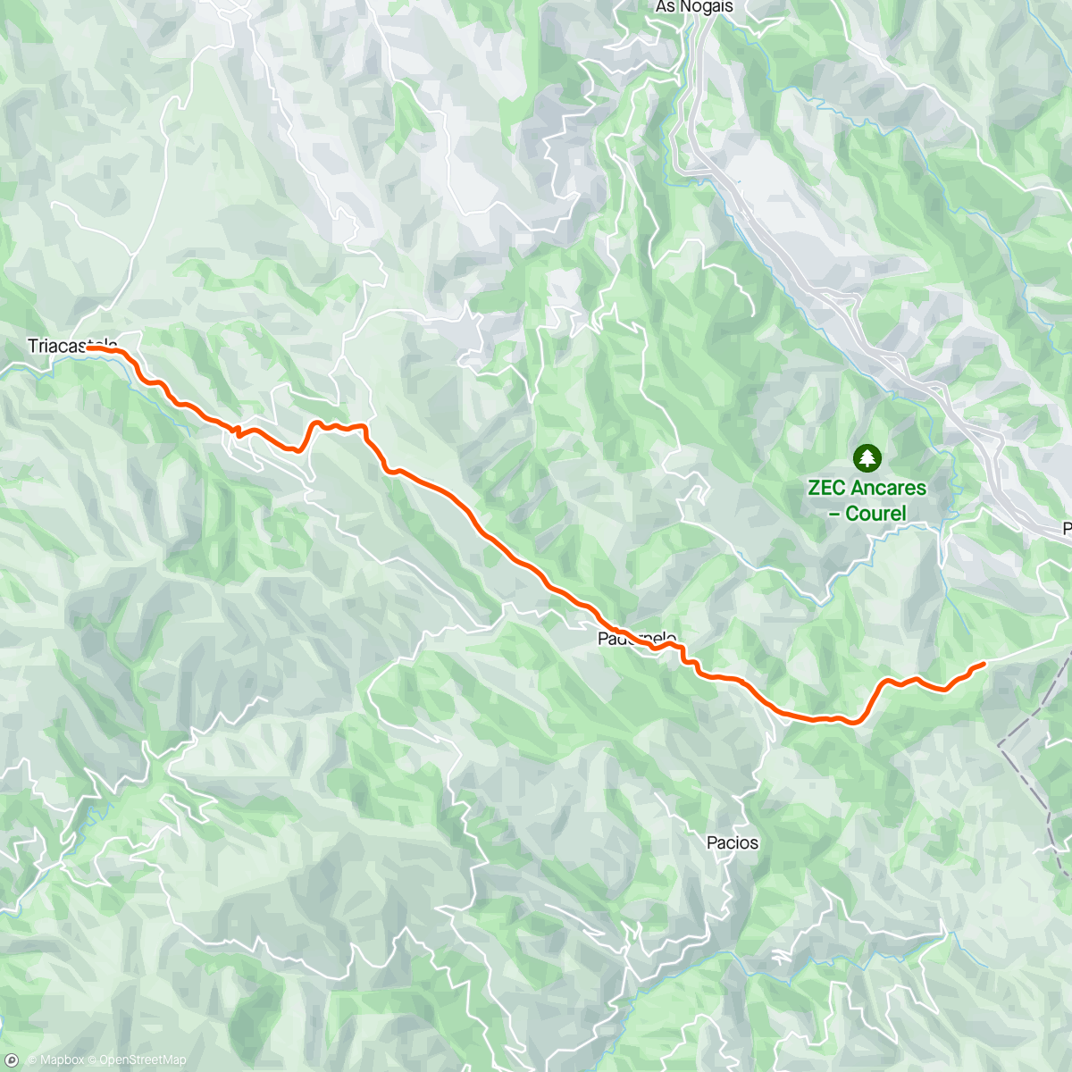 Map of the activity, Camino VII: O Cebreiro - Triacastela