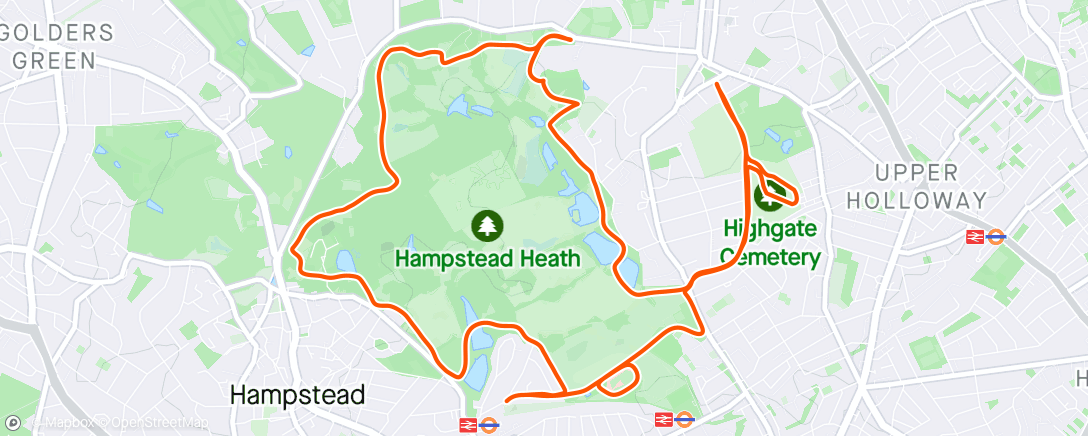 Map of the activity, May Day trails around Hampstead Heath & Highgate