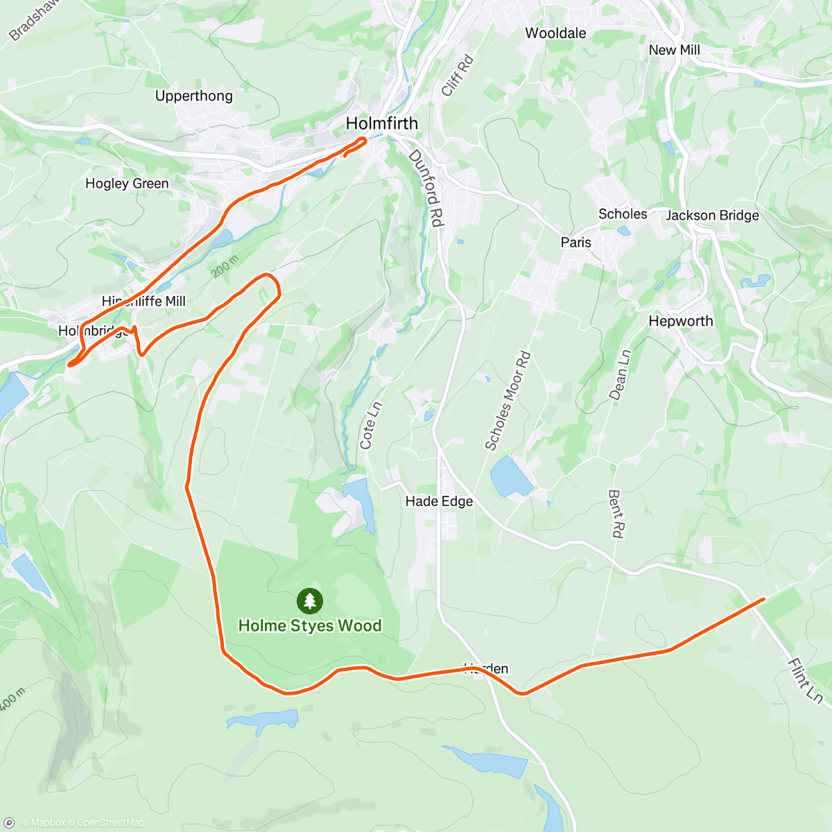 Map of the activity, Trying to take a picture of a buzzard, ended up mucking up Strava 🙂