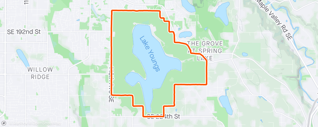 Map of the activity, Lake Youngs loop counter clockwise