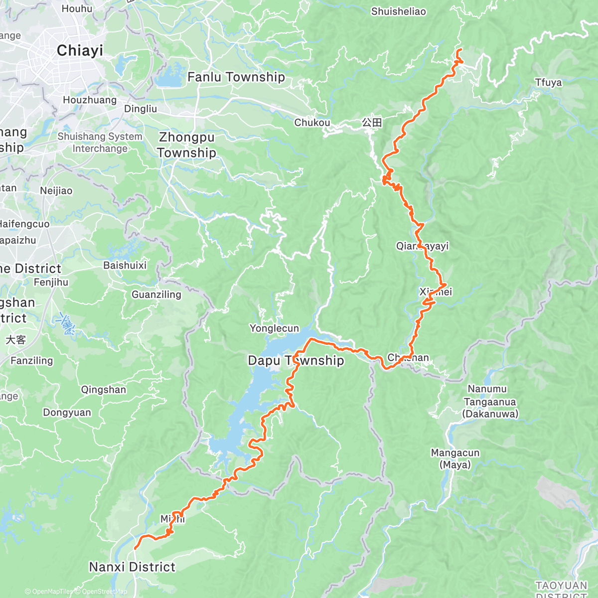 Map of the activity, Alishan tea plantations to the end of our Taiwan tour