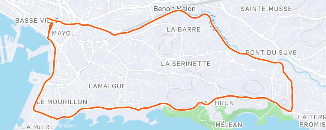 Map of the activity, Course à pied le matin