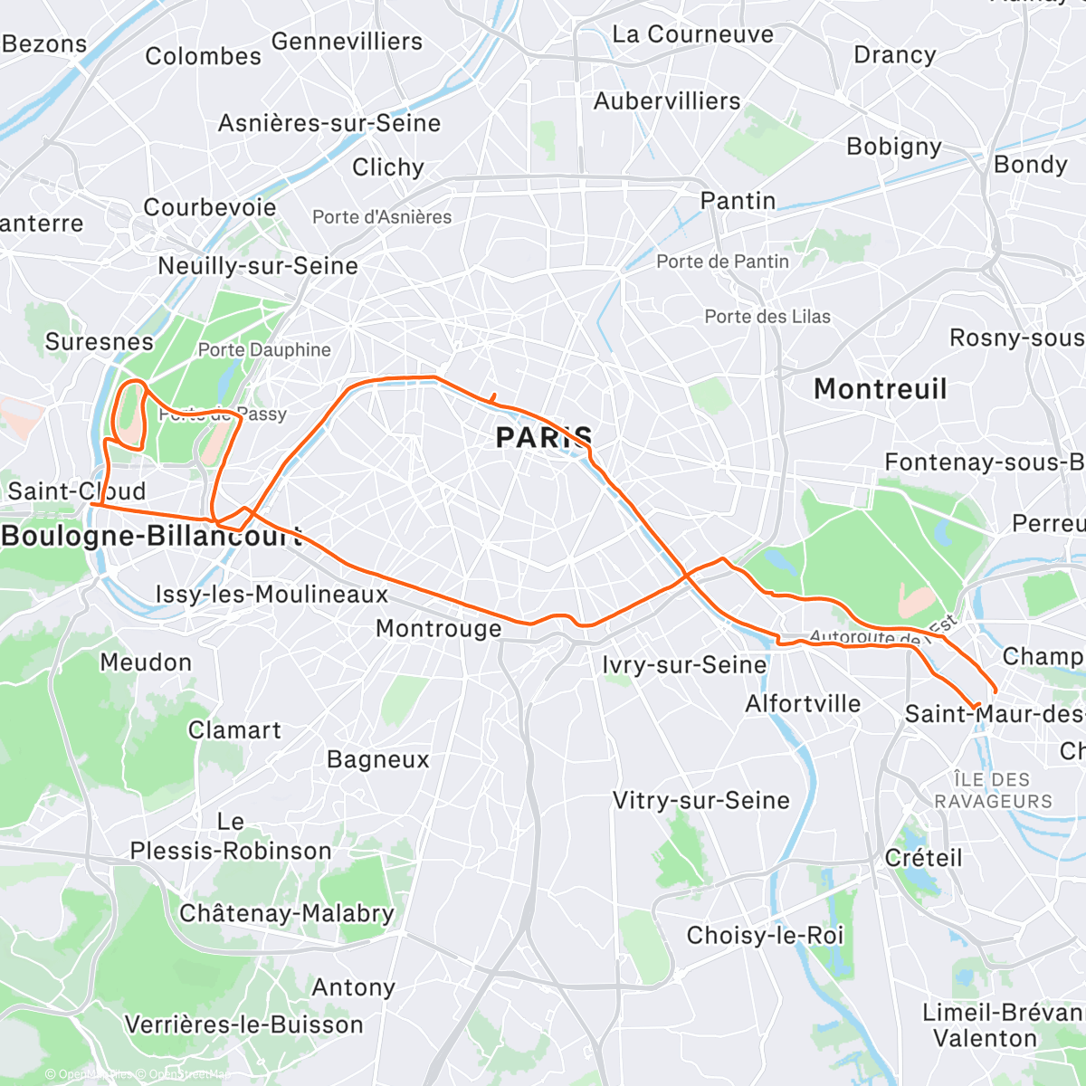 Map of the activity, Lunch Ride