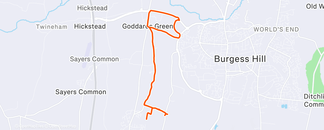 Map of the activity, Hurst out and back