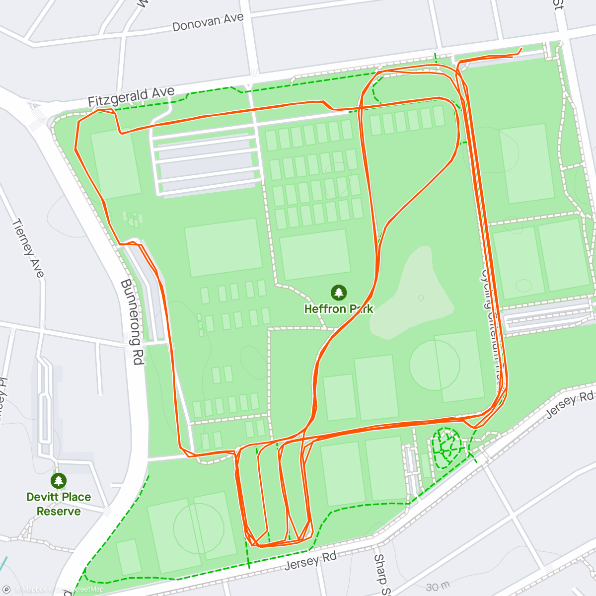 Map of the activity, Heffron Ride