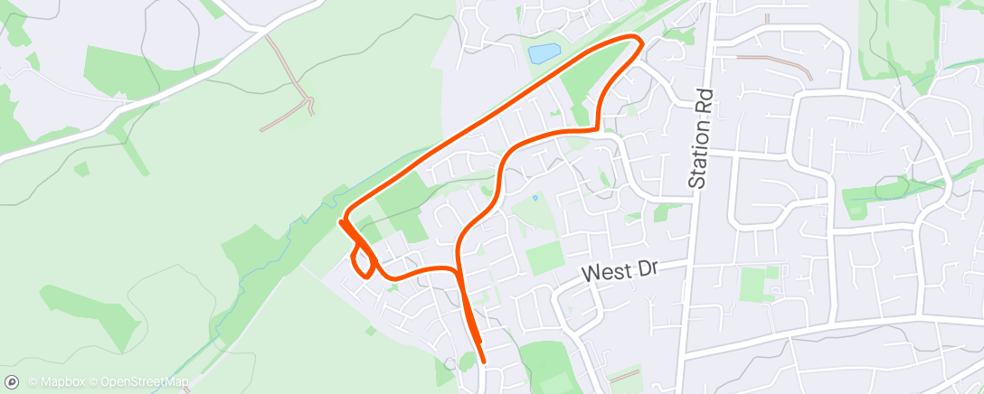 Map of the activity, 5k with 4x hill repeats
