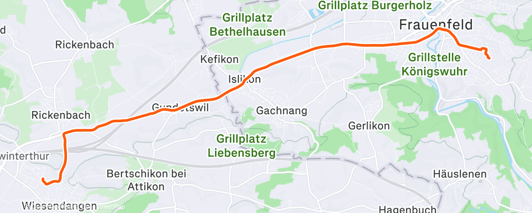 Map of the activity, Fahrt am Morgen