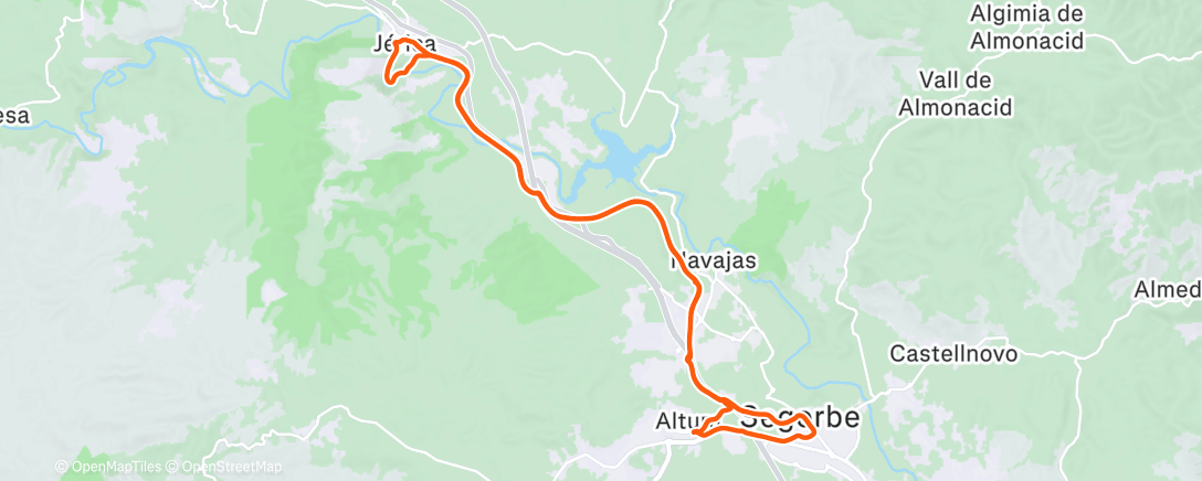 Map of the activity, Bicicleta por la tarde