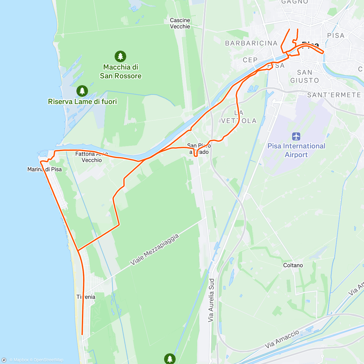 Map of the activity, Maratona di Pisa