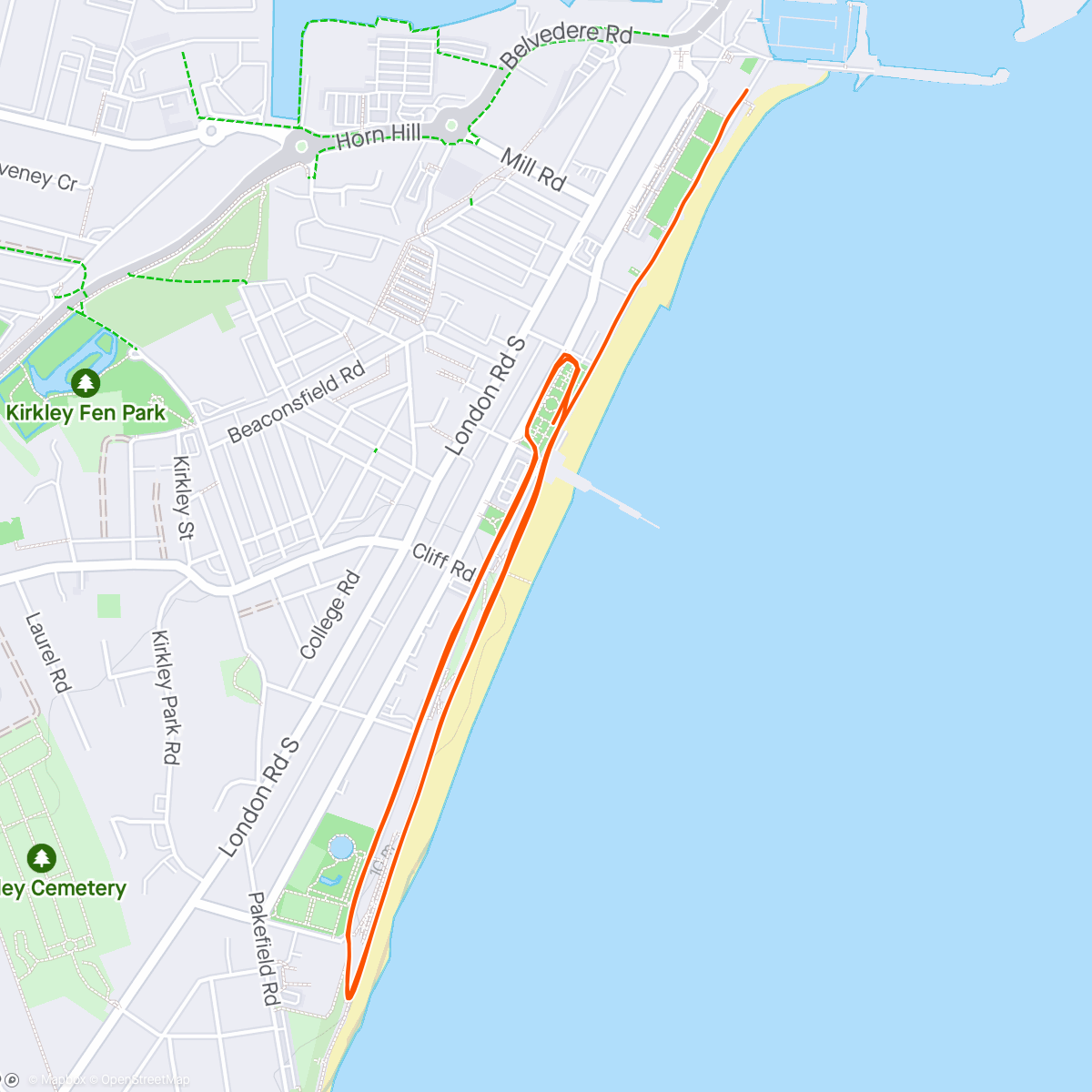 Map of the activity, Lowestoft Parkrun 🥵