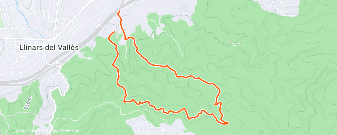 Map of the activity, Carrera de montaña por la tarde