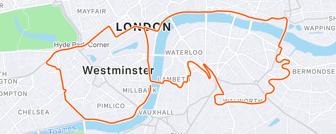Map of the activity, Zwift - London Loop in London