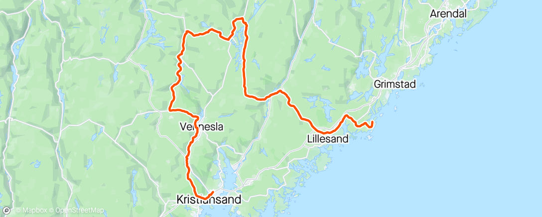 Map of the activity, KCK Lørdagstur Drivenes-Oggevatn-Birkeland