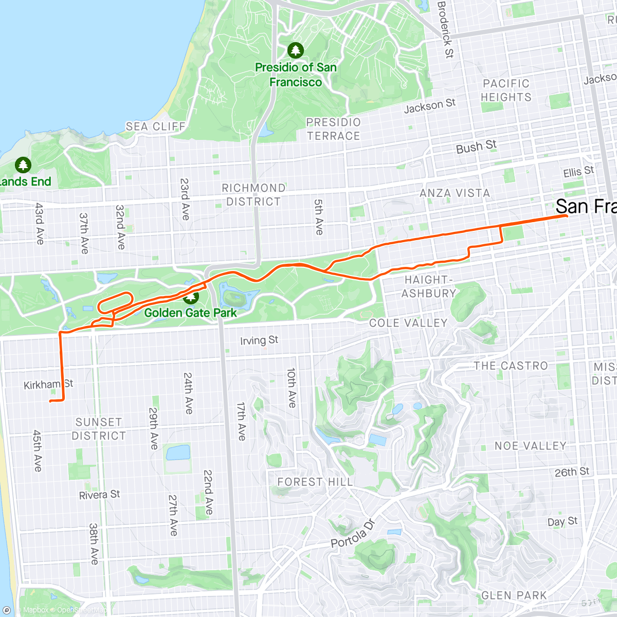 Map of the activity, Quick ride to Andytown
