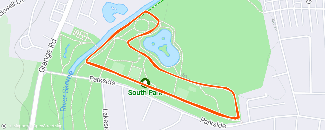Map of the activity, Darlington South Park - Park run