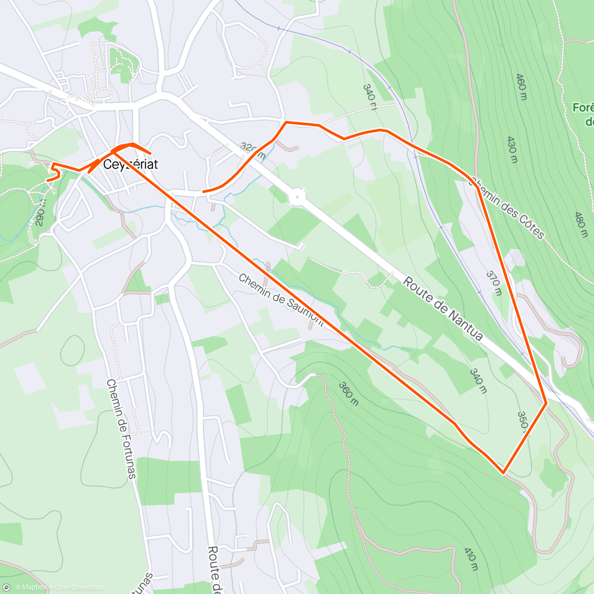 Map of the activity, Cascade de la Vallière avec Nelly