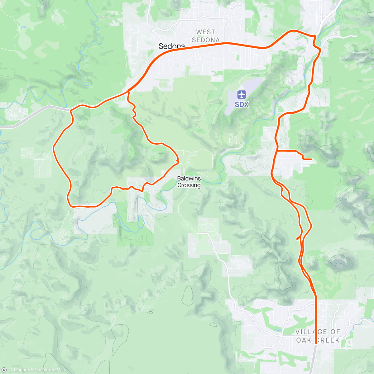 Map of the activity, Oak Creek and back