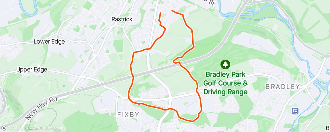 Map of the activity, Run round Fell Greave woods with 🐶 🐶