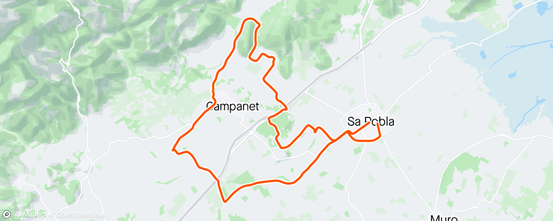 Mapa de la actividad, Bicicleta por la tarde