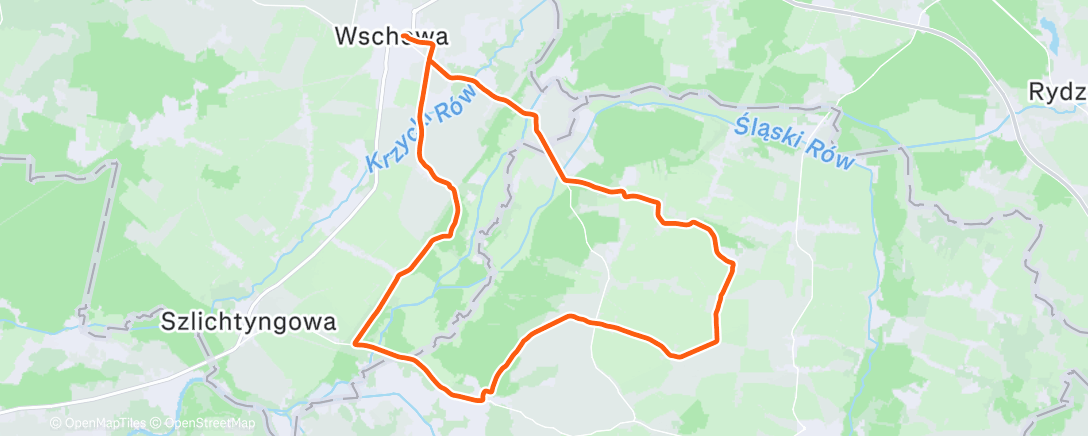 Map of the activity, Wschowa - Brzeżany - Niechlów - Wschowa