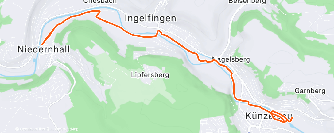 Map of the activity, Evening Run