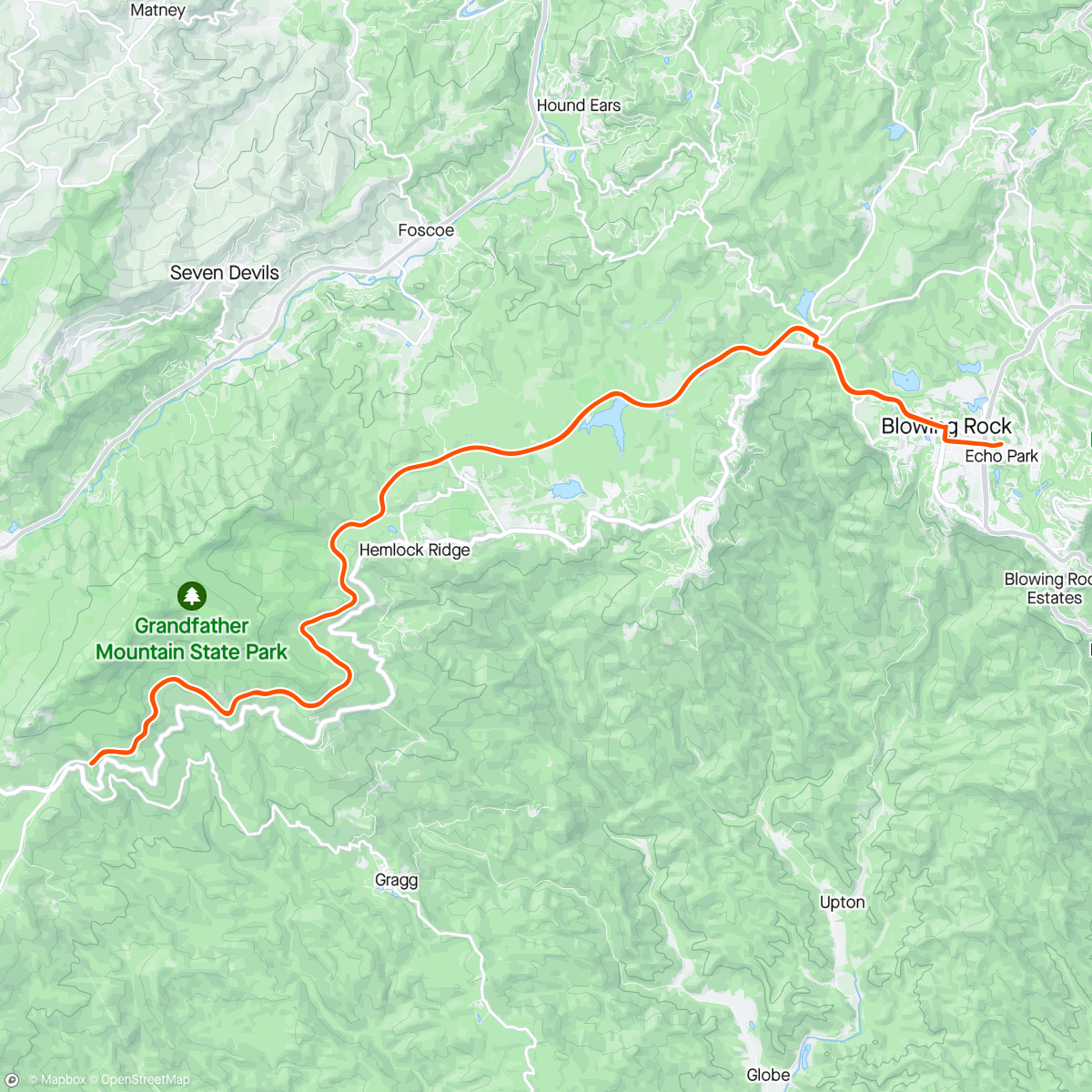 Mapa da atividade, Knockin’ off Parkway Miles