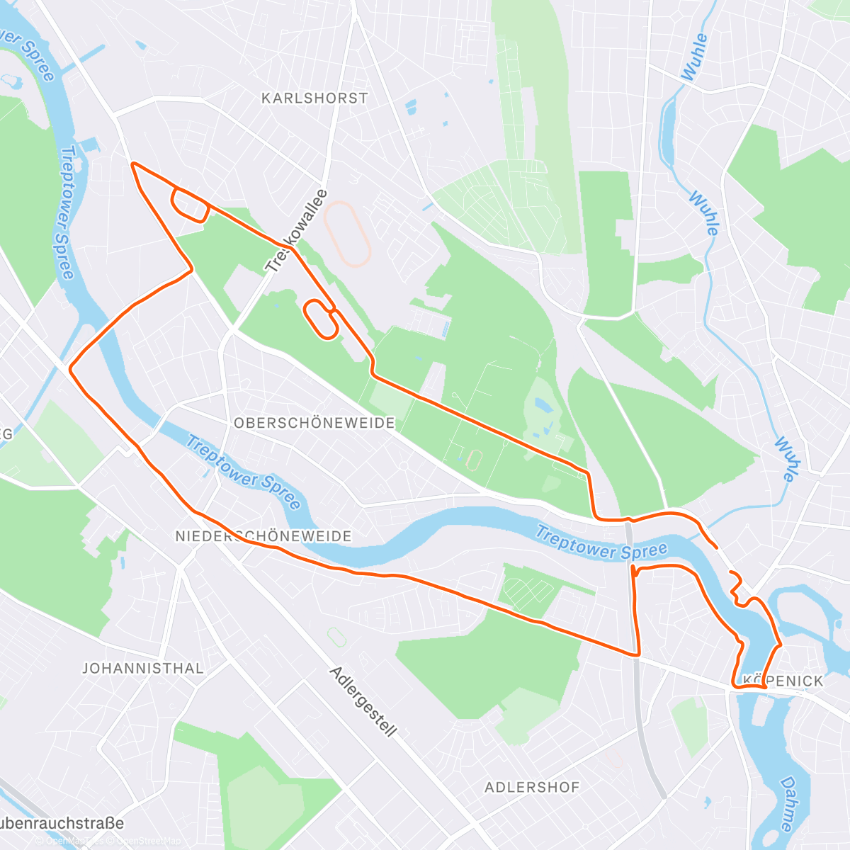 Map of the activity, Lunch Trail Run