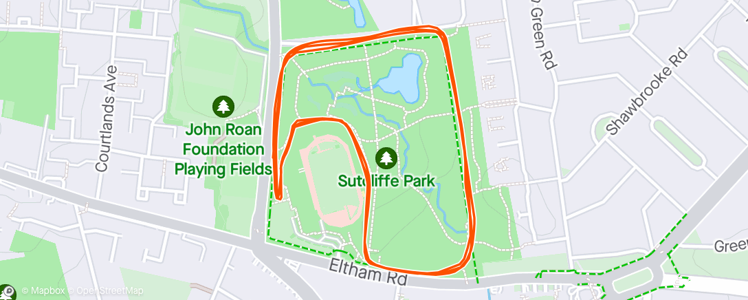 Map of the activity, Sutcliffe parkrun