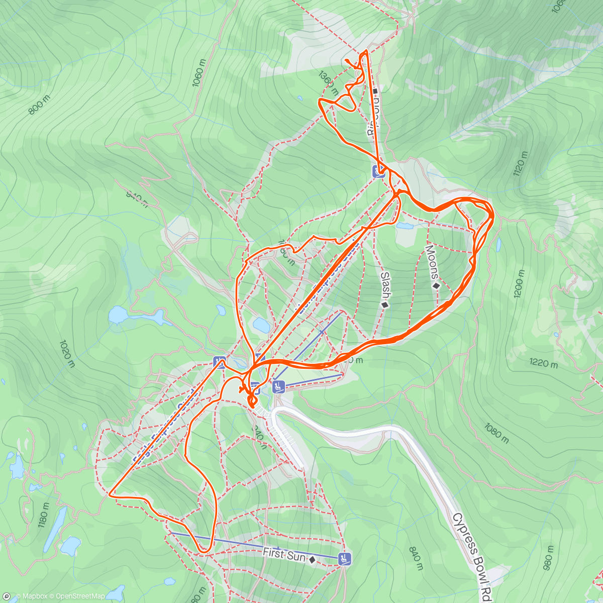 Map of the activity, Family Ski, Season Finale - Cypress Night Skiing