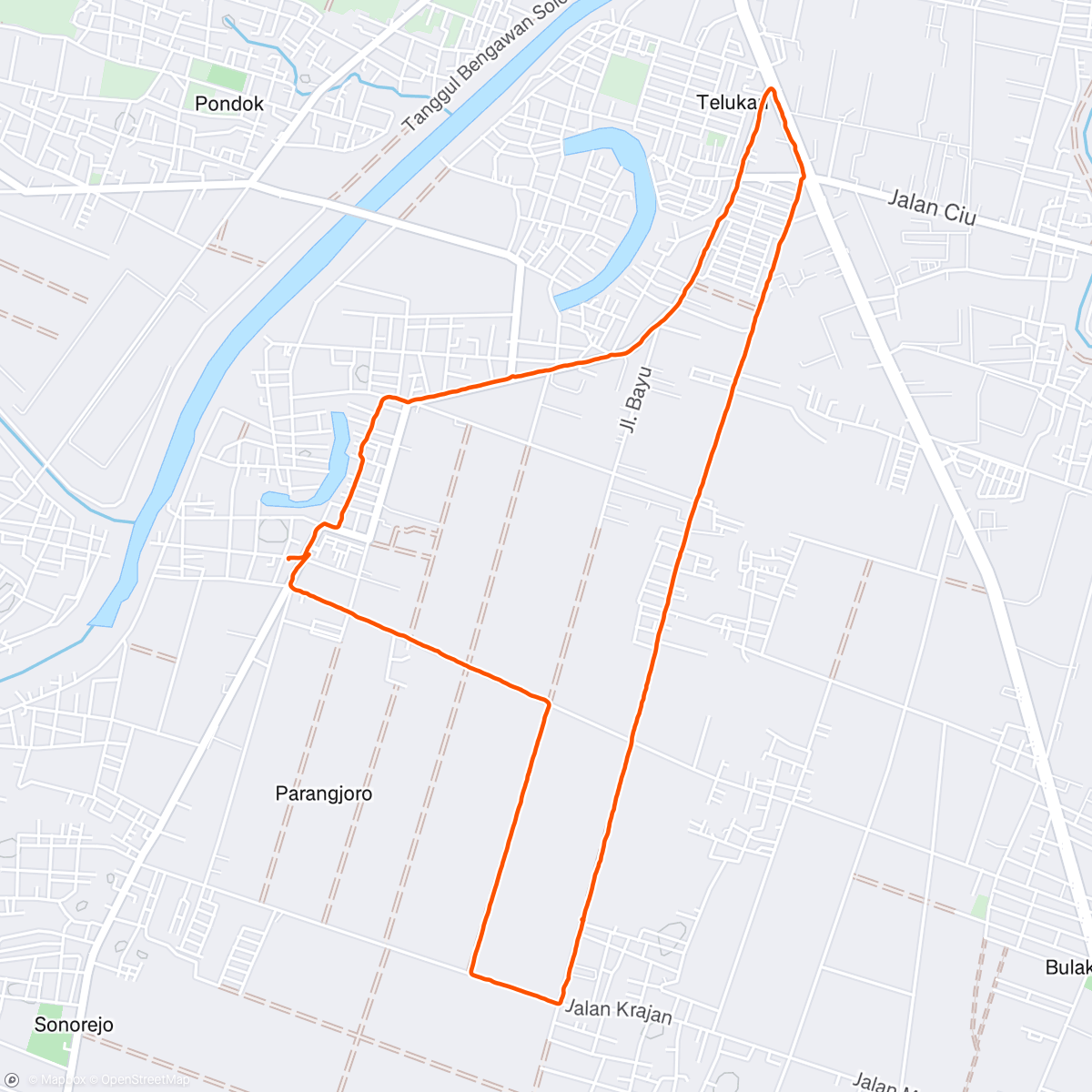 Mapa da atividade, Sabtu jogging