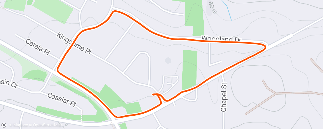 Map of the activity, Walking in the rain instead of riding in it.